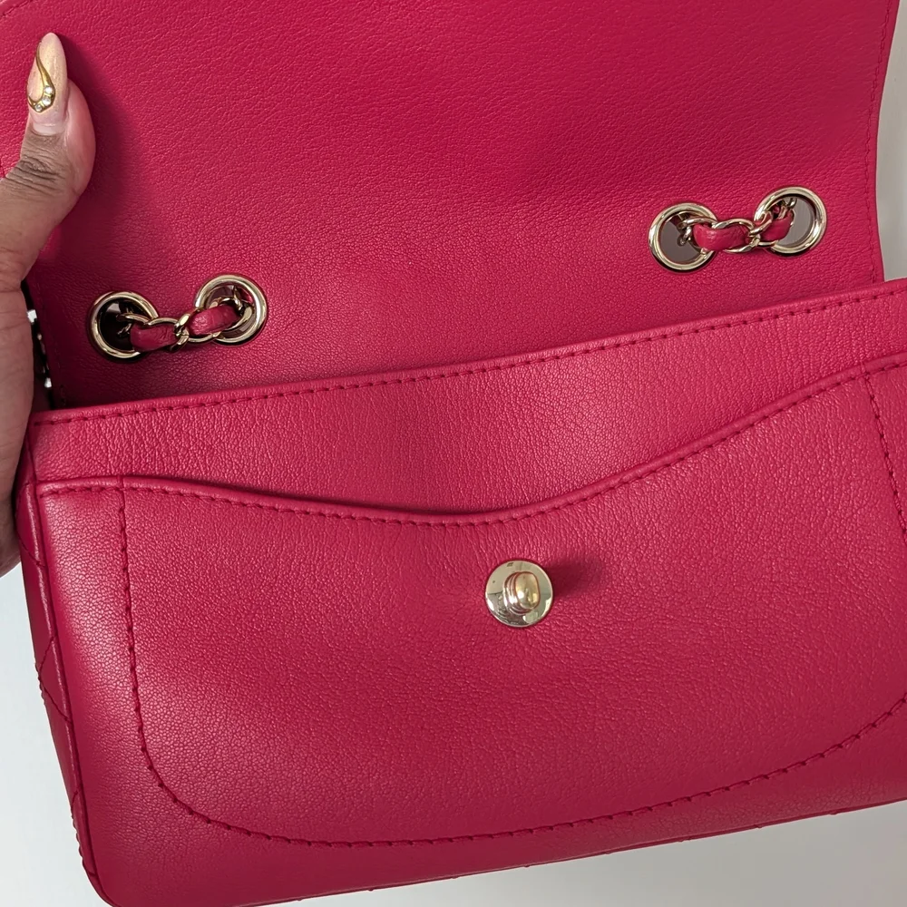 Chanel Coco Curve Flap Quilted Goatskin In Fucsia Pink